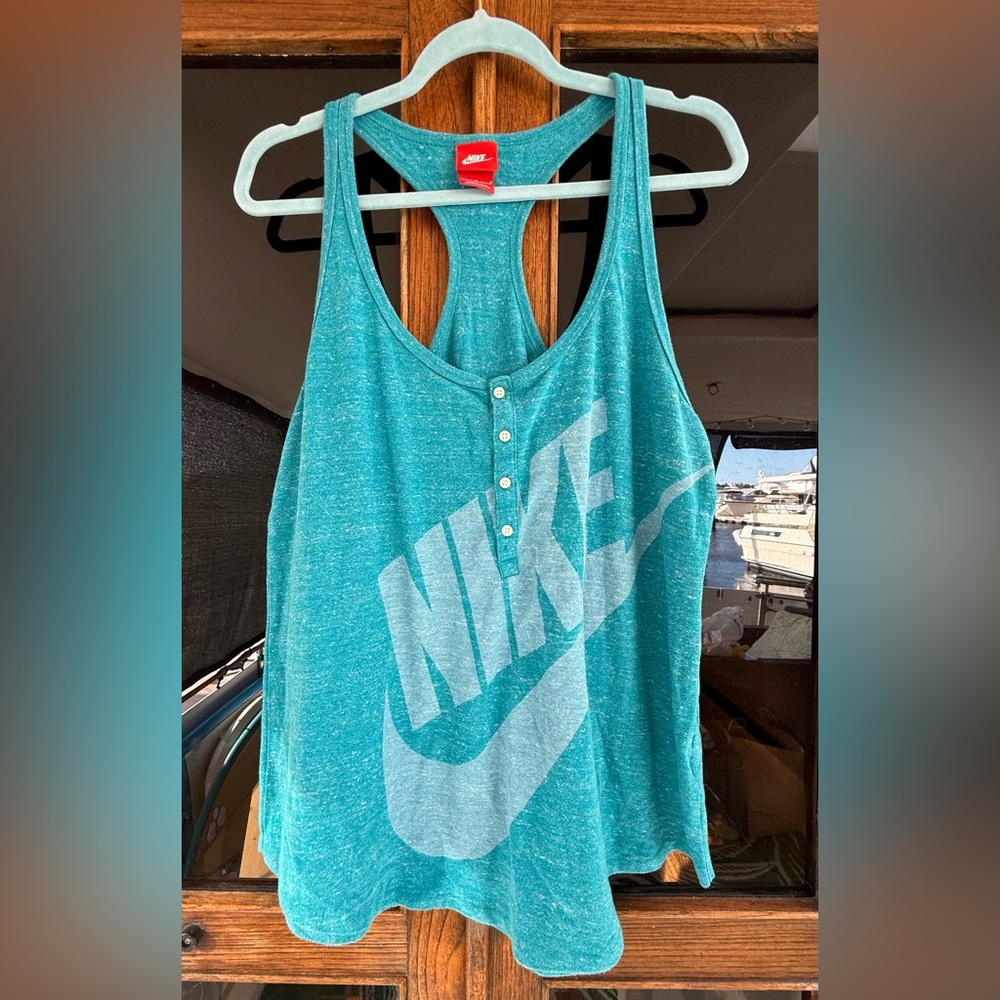 Nike Vintage Women's Teal Racer Back Tank Top Size L